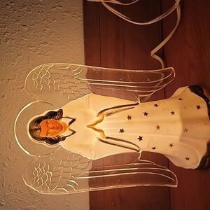 White Angel Figurine with Gold Accents